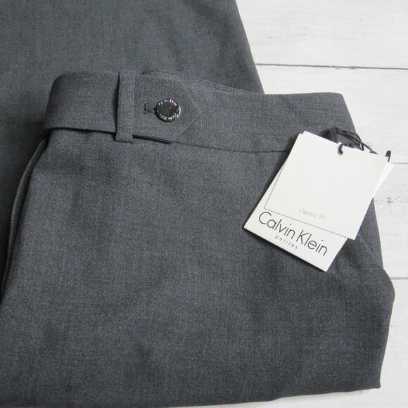 Calvin Klein Women's Gray Pants Size 14 Petite Career Wear Suit Slacks - Picture 4 of 10